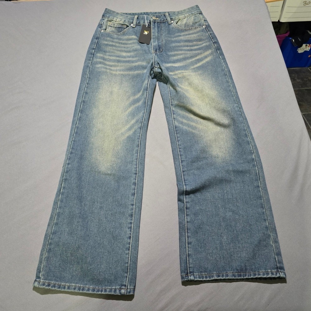 NVFelix Wide Leg Jeans womens Small 30 Blue Vintage Wash Baggy Denim